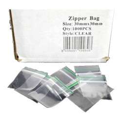 Buy Zipper Branded 30mm x 30mm Clear Bags | Express Highs UK