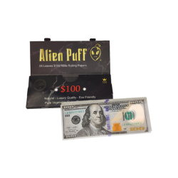 Buy 24 Alien Puff Black & Gold King Size $100 Note Rolling Papers ( HP176AP ) | Express Highs UK