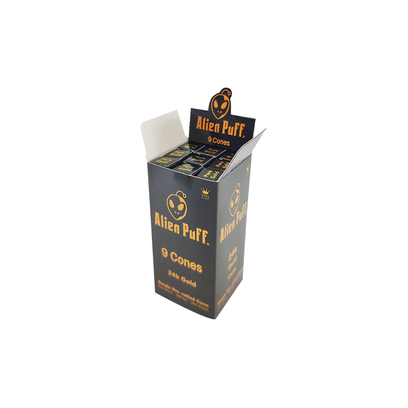 Buy 9 Alien Puff Black & Gold King Size Pre-Rolled 24K Gold Cones ( HP194AP ) | Express Highs UK