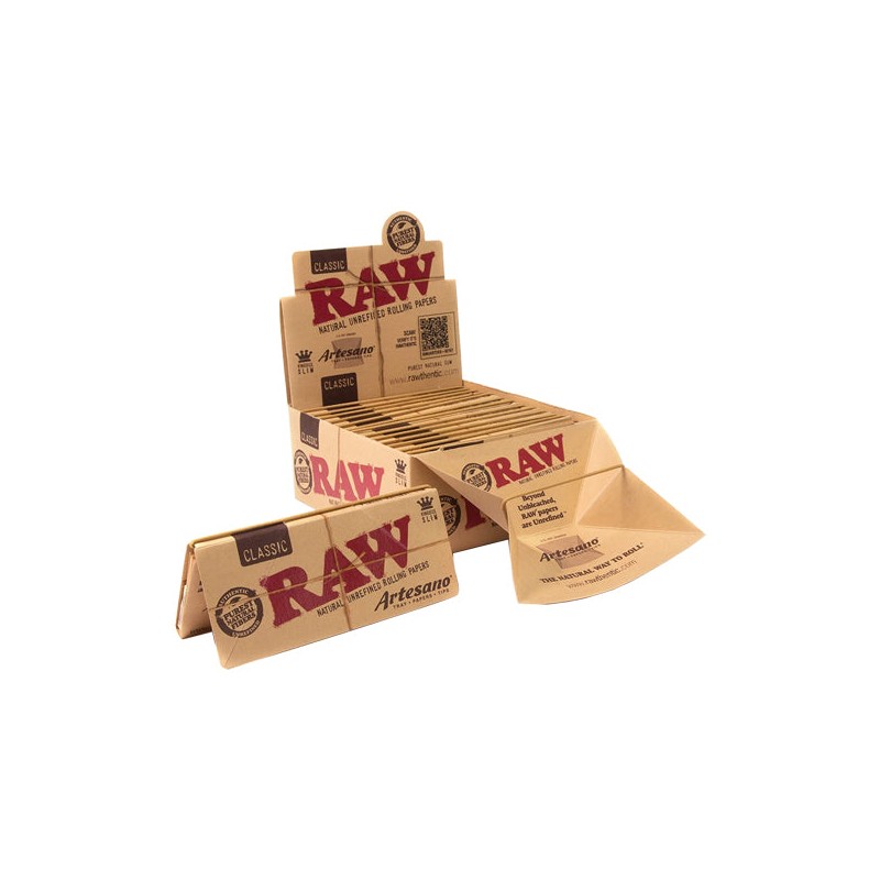 Buy 15 Raw Classic Artesano King Size Slim Rolling Papers + Tray & Tips | Express Highs UK