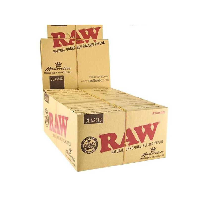 Buy 24 Raw Classic King Size Slim Rolling Papers + Tips (Connoisseur) | Express Highs UK