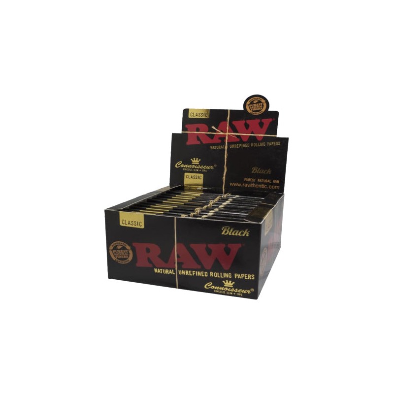 Buy 24 Raw Black Classic King Size Slim Connoisseur Rolling Papers + Tips | Express Highs UK