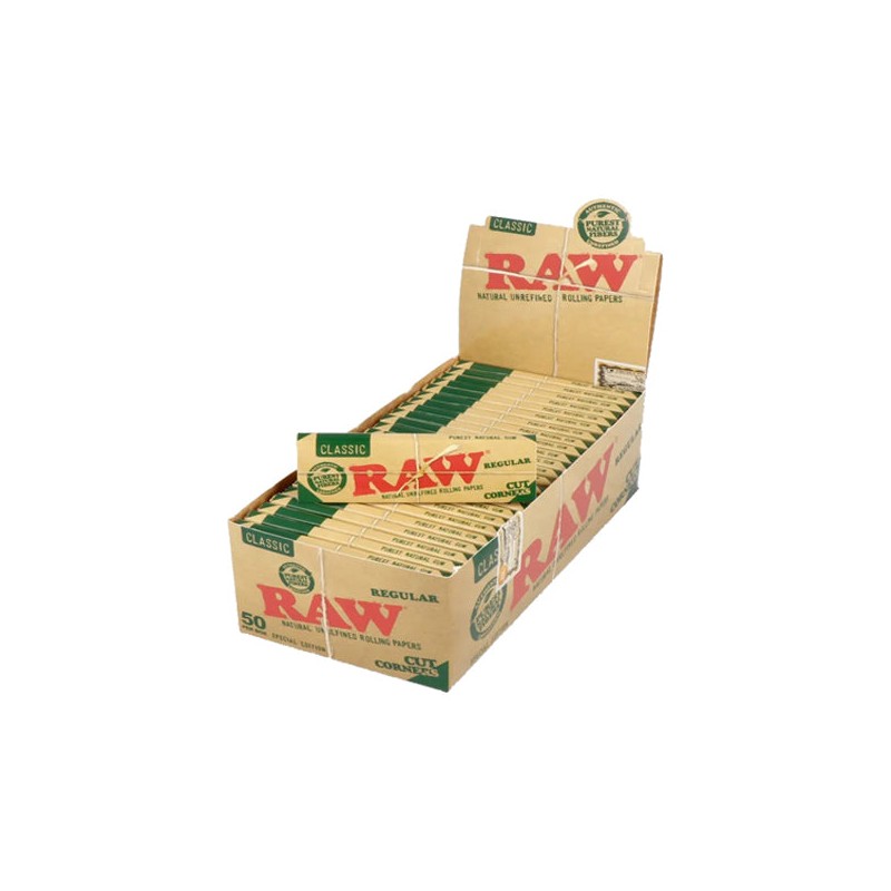 Buy 50 Raw Classic Green Regular Corner Cut Rolling Papers | Express Highs UK