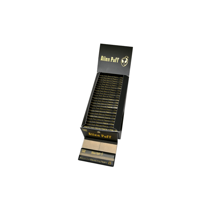 Buy 33 Alien Puff Black & Gold 1 1-4 Size Magnetic Unbleached Rolling Papers + Tips ( HP120 ) | Express Highs UK