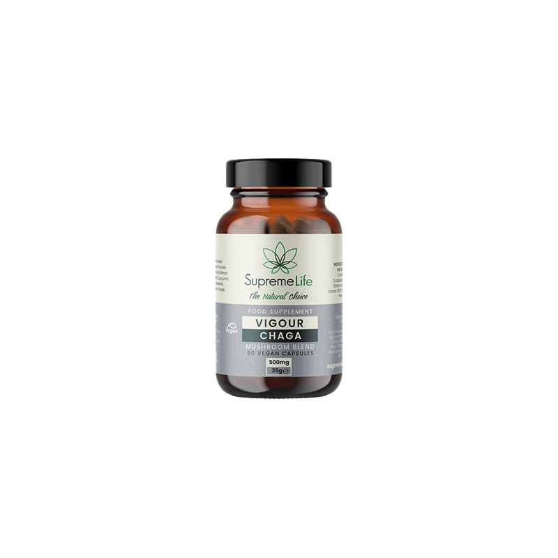 Buy Supreme Life 500mg Vigour Chaga Vegan Capsules  - 60 Capsules | Express Highs UK