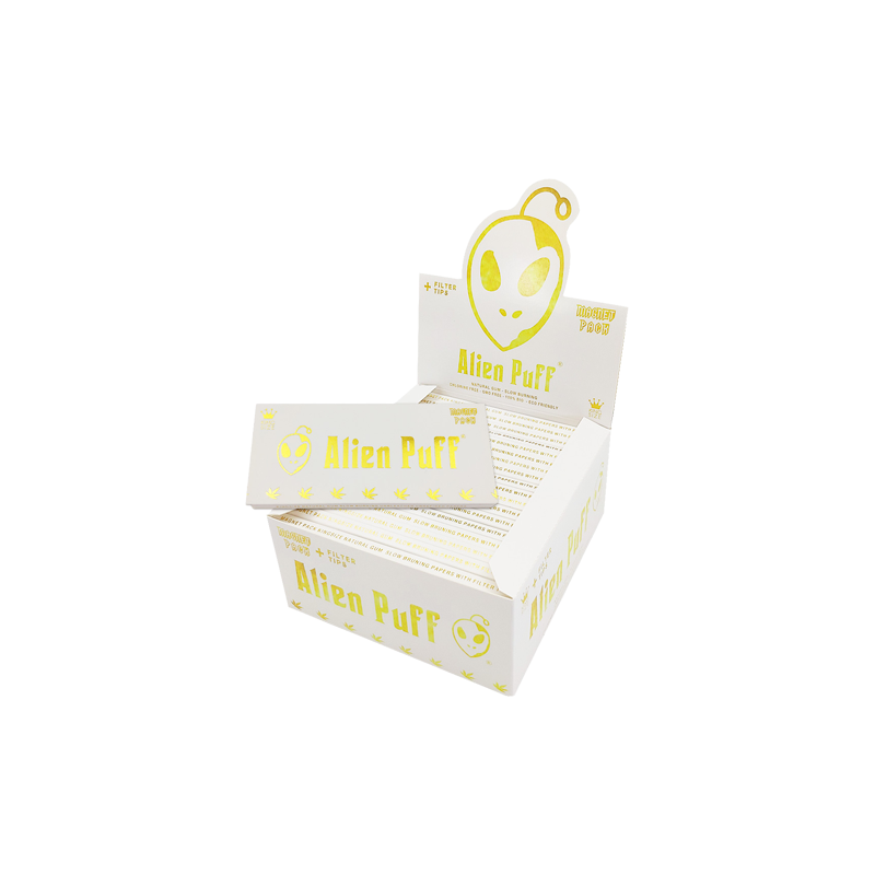 Buy 33 Alien Puff White & Gold King Size Unbleached Brown Rolling Papers ( HP109 ) | Express Highs UK