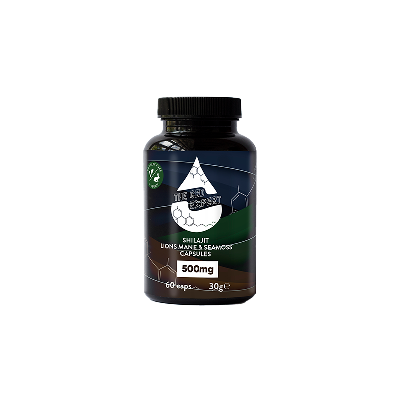 Buy The CBD Expert 500mg Shilajit Lions Mane & Seamoss Capsules - 60 Caps | Express Highs UK