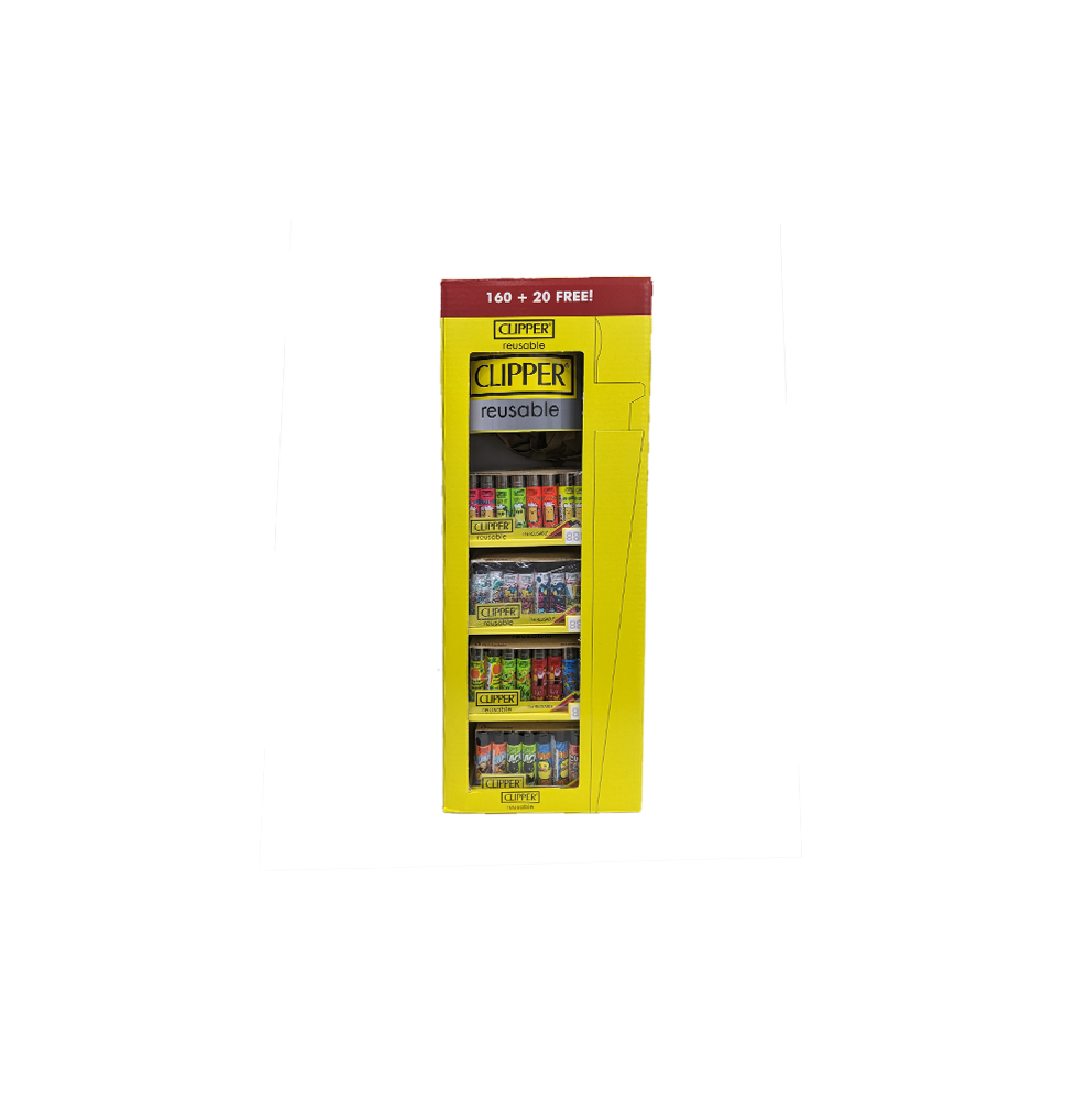 Buy Clipper CP11RH 4 Tier Comboshape CDU 160 + 20 Mixed Design Lighters - CL3I128UKH | Express Highs UK