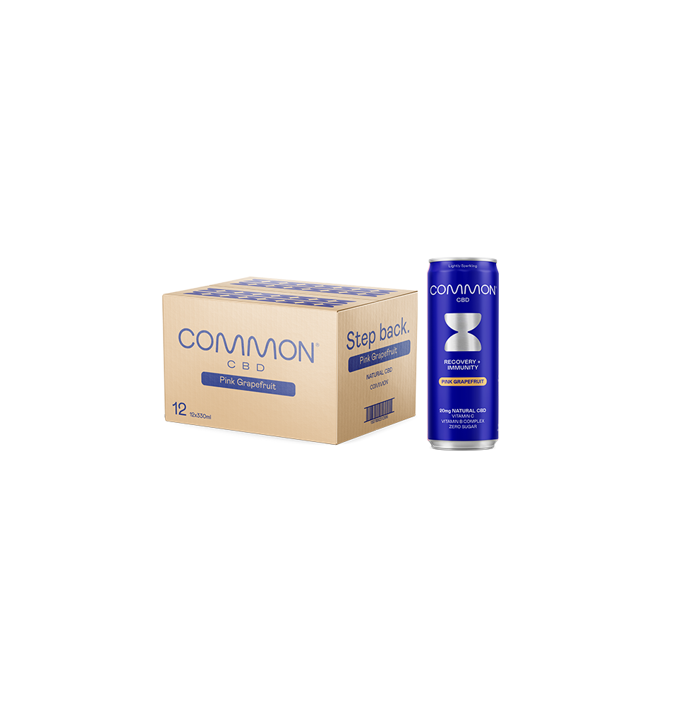 Buy 12 x COMMON 20mg CBD Pink Grapefruit Sparkling Drink - 330ml | Express Highs UK