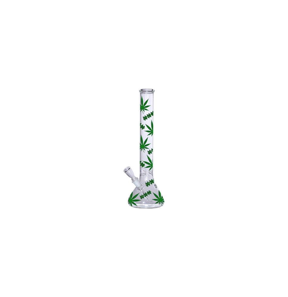 18" Amsterdam Green Leaves Designs Glass Bong - GB6