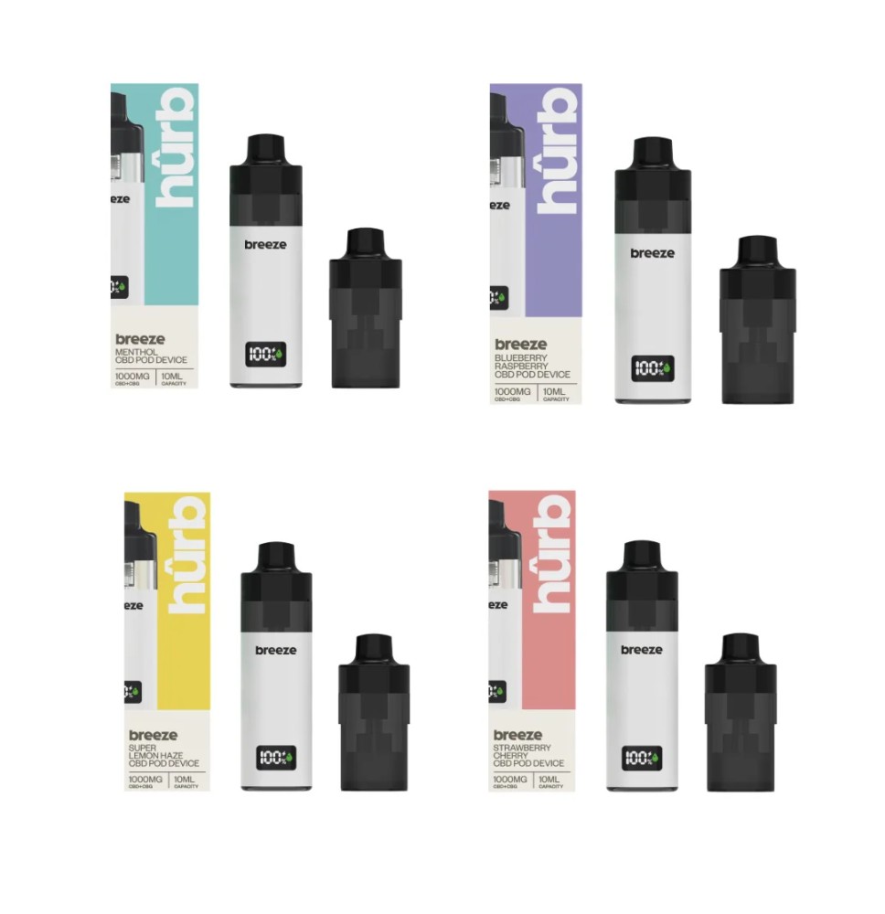 Hurb Breeze CBD 500mg + 500mg CBG Prefilled Pod 10ml + Pod Vape Device