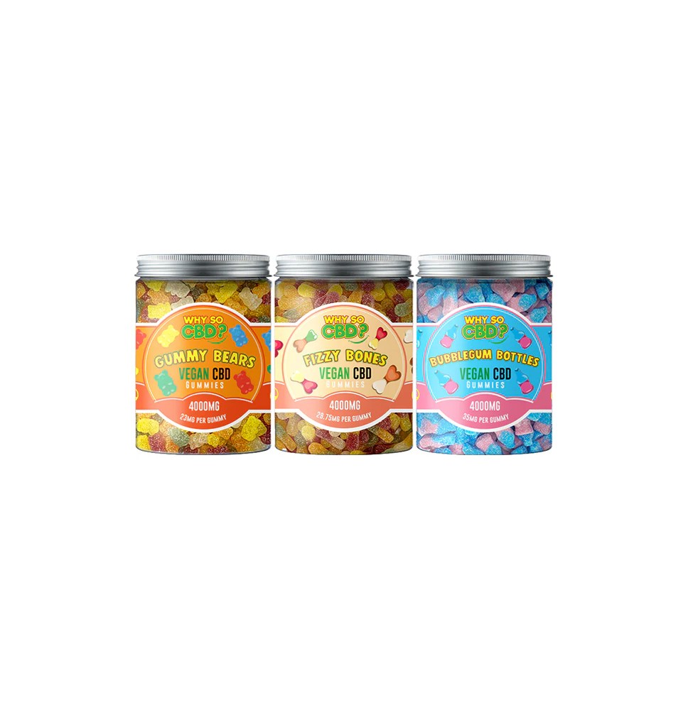 Why So CBD? 4000mg Broad Spectrum CBD Large Vegan Gummies - 11 Flavours