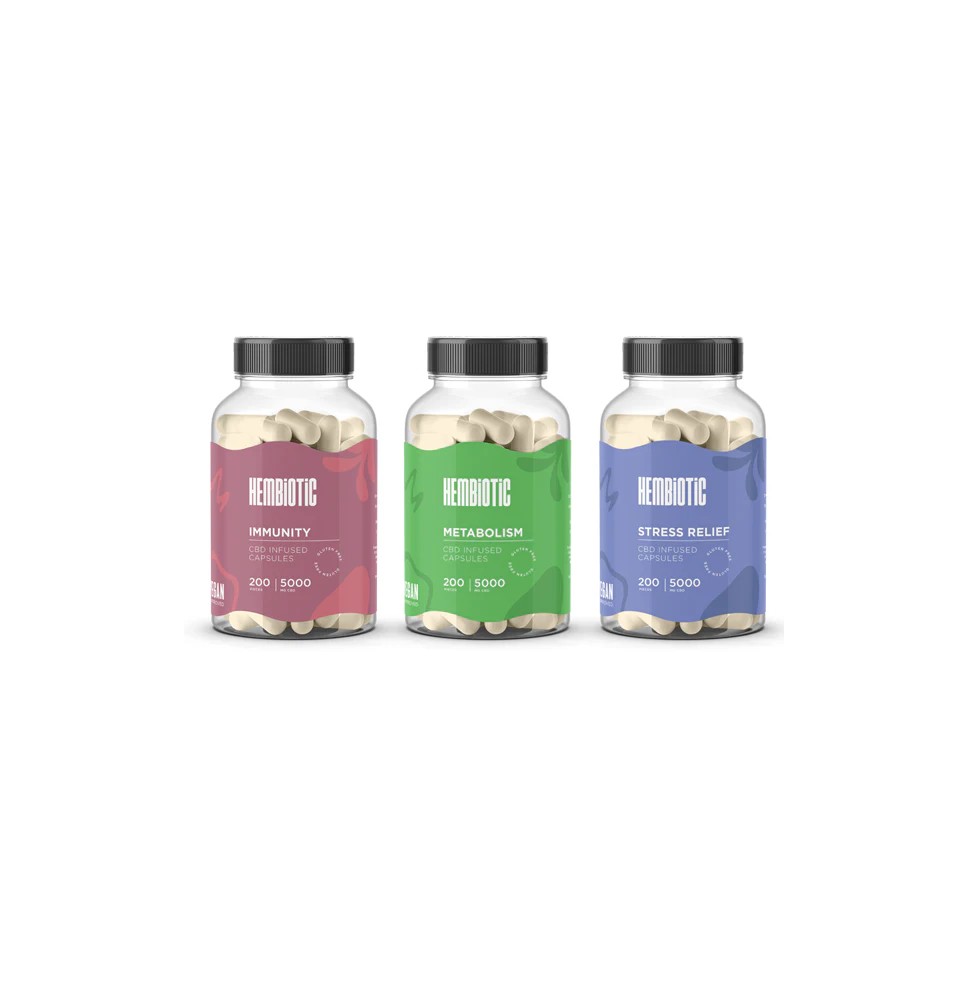 Hembiotic 5000mg Bulk Functional CBD Capsules - 200 Caps
