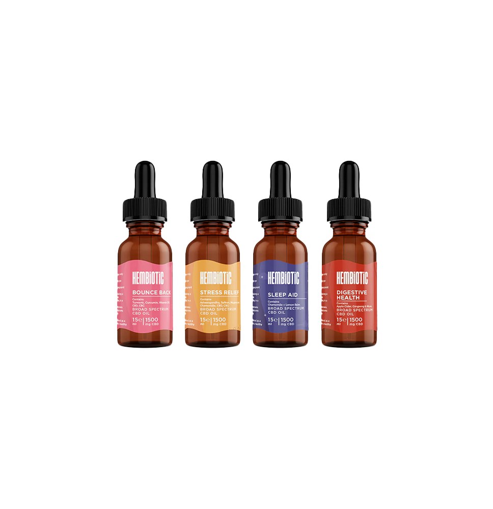Hembiotic 1500mg Broad-Spectrum Functional CBD Oil - 15ml