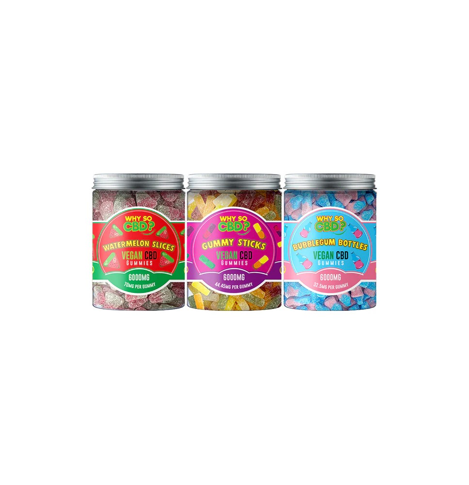 Why So CBD? 6000mg Broad Spectrum CBD Large Vegan Gummies - 11 Flavours