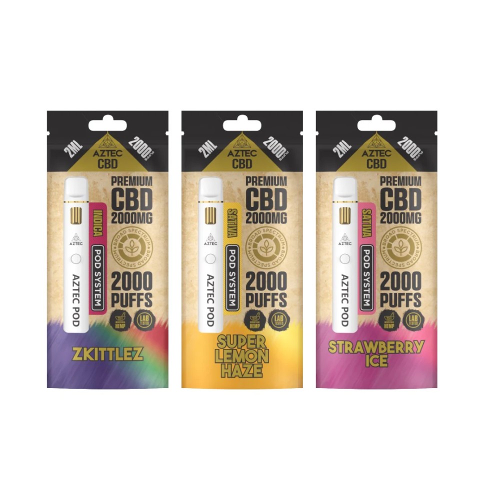 Aztec CBD 2000mg Broad Spectrum Starter Pro Pod Vape Kit 2000 Puffs