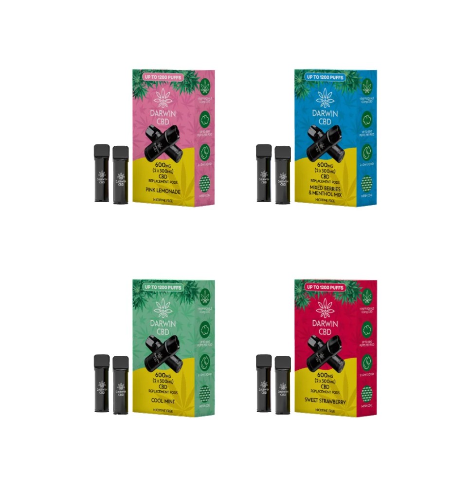 600mg Darwin CBD Prefilled Replacement Pods 1200 Puffs - 2 Pcs