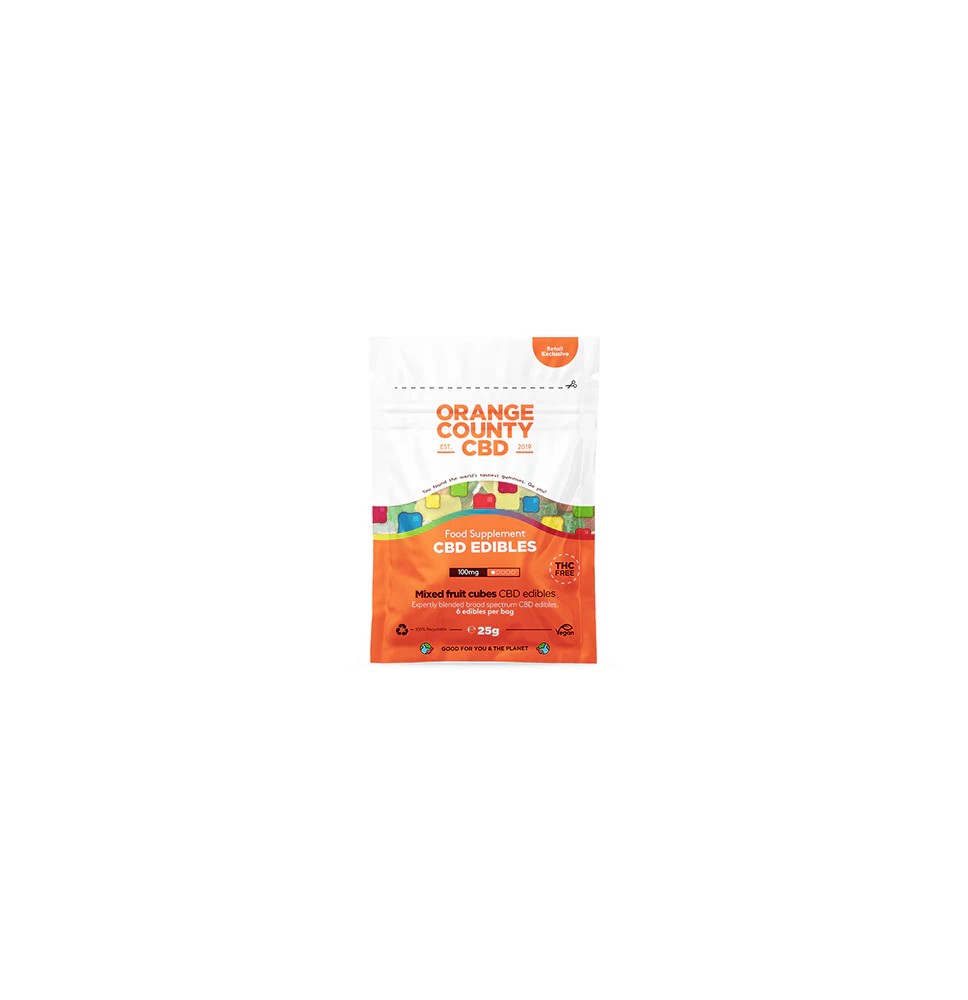 Orange County CBD 100mg Mini CBD Gummy Cubes - 6 Pieces