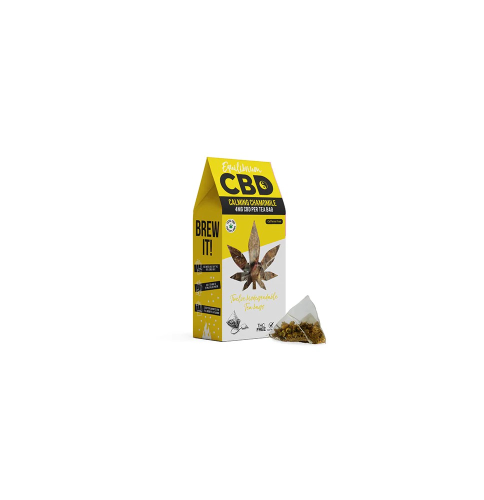 Equilibrium CBD 48mg Full Spectrum Chamomile Tea Bags  Box of 12 (Buy 1 Get 1 Free)