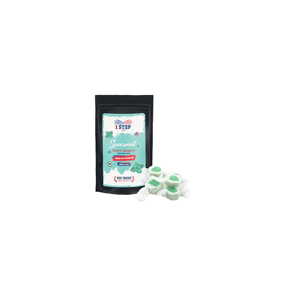 1 Step CBD 100mg Full Spectrum CBD Spearmint Taffy Grab Bag - 60g