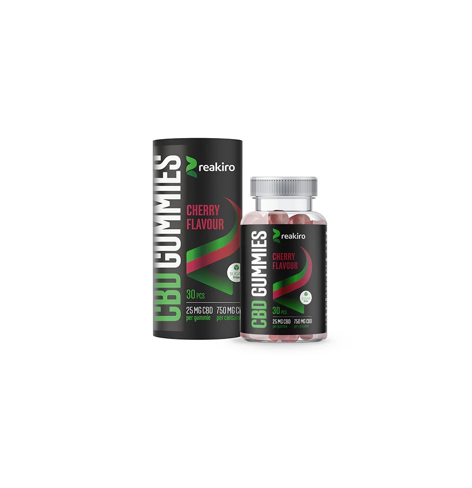 Reakiro 750mg Full Spectrum CBD Cherry Vegan Gummies - 30 Pieces