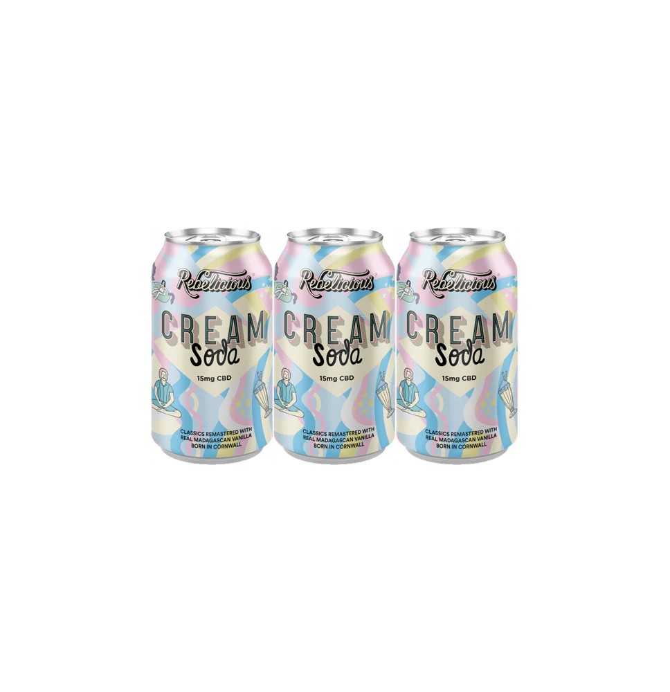 12 x Rebelicious 15mg CBD Cream Soda Sparkling Soft Drink - 330ml
