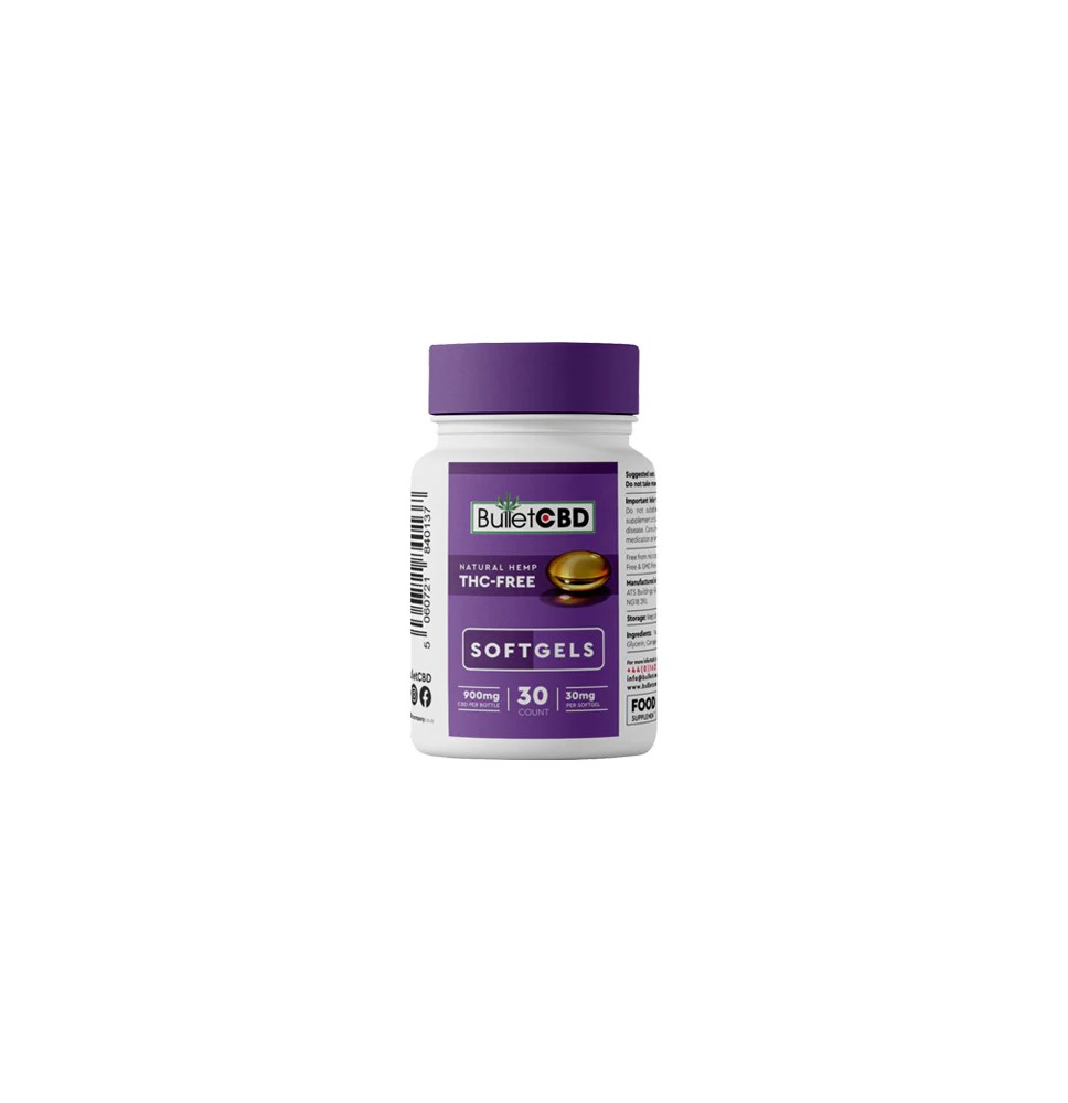 Bullet CBD 900mg Natural Hemp CBD Soft Gel Capsules - 30 Caps