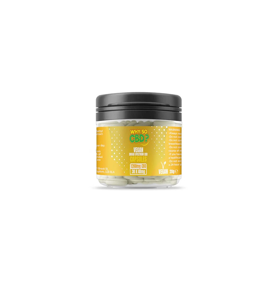 Why So CBD? 1200mg Broad Spectrum CBD Vegan Capsules - 30 Caps