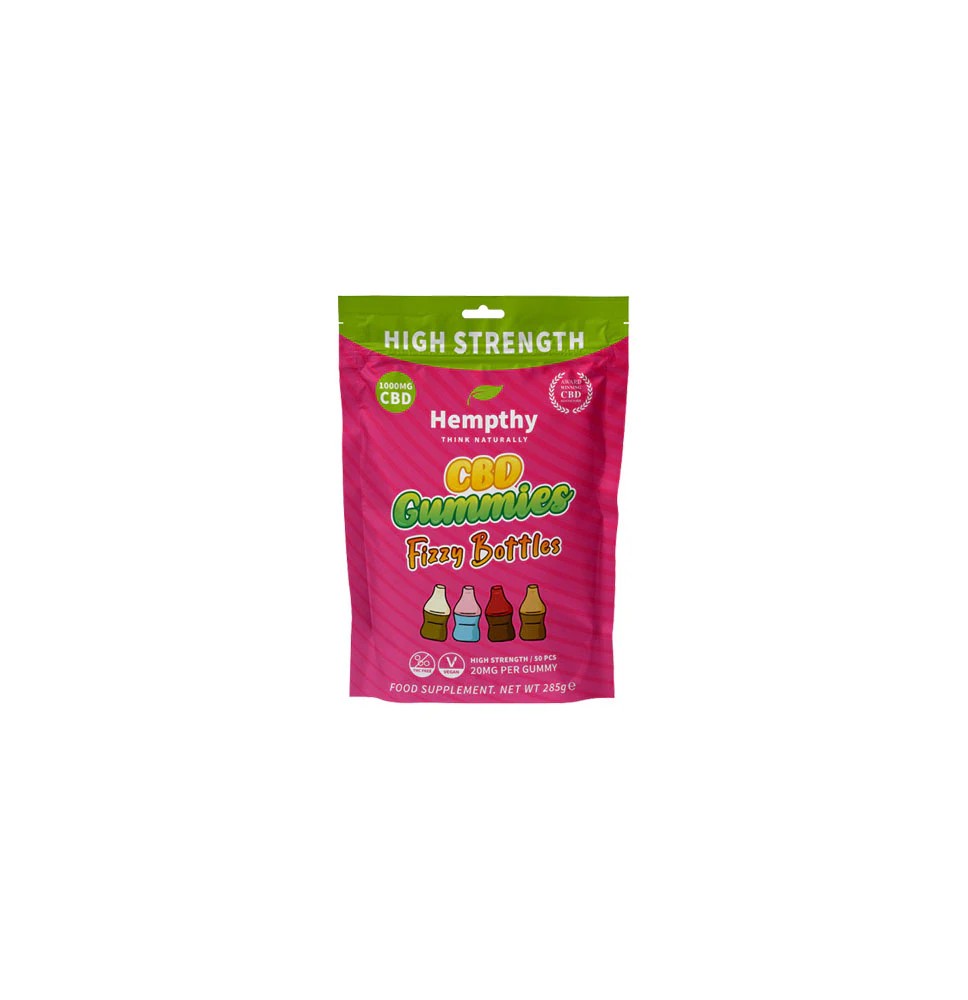 Hempthy 1000mg CBD Fizzy Bottles Gummies - 50 Pieces