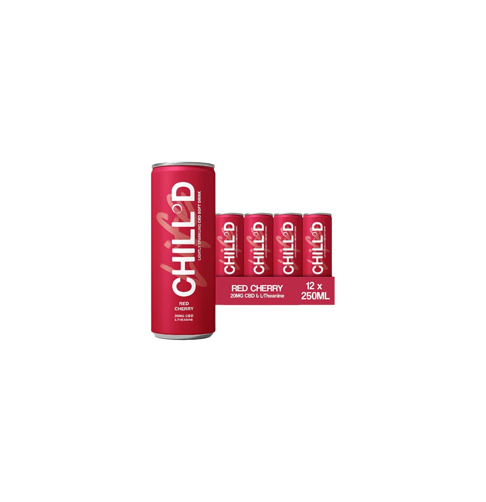 12 x CHILL°D 20mg CBD Sparkling Drink 250ml Red Cherry