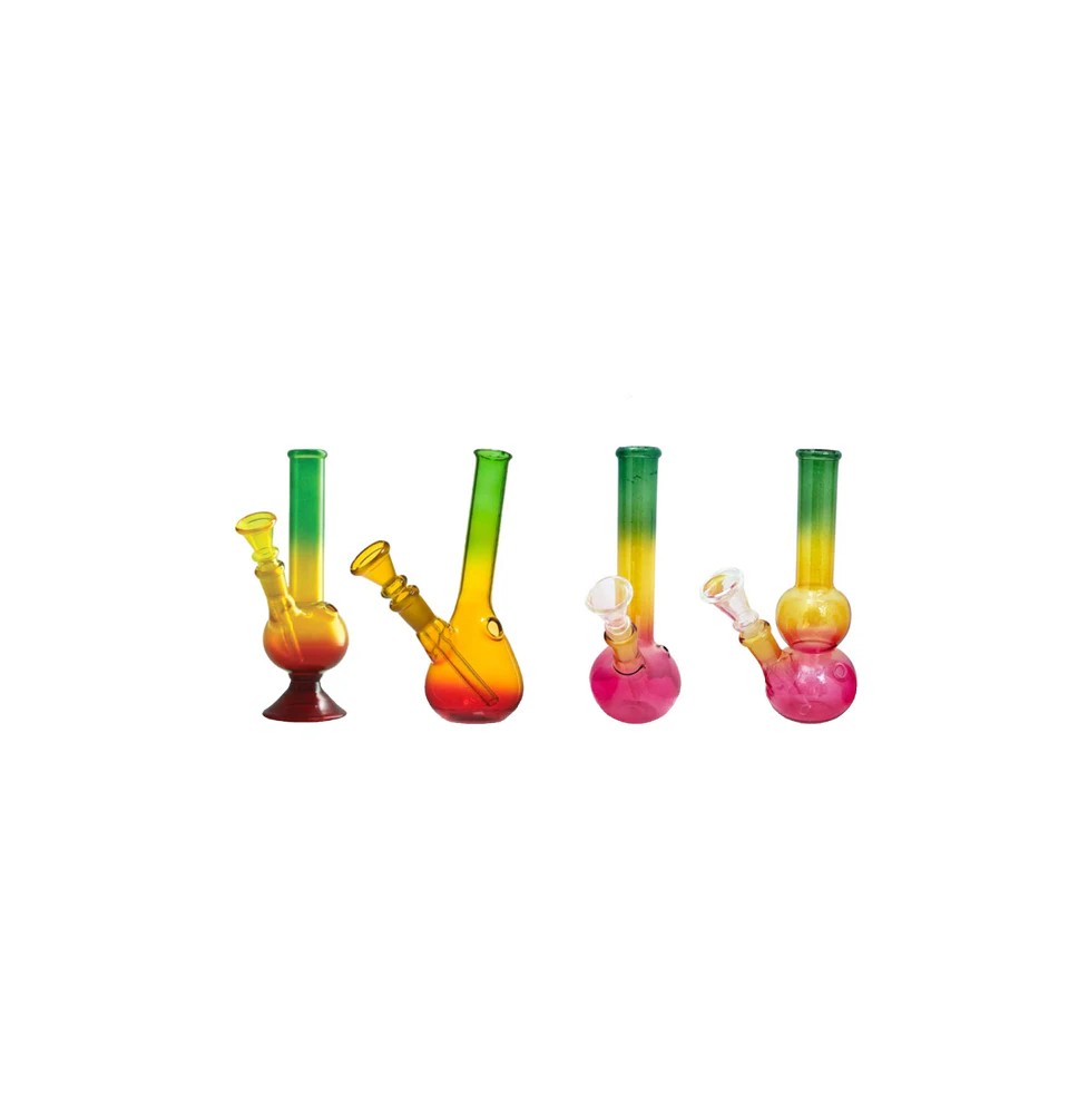 10 x 8" Rasta Colour Small Glass Bong - GB49