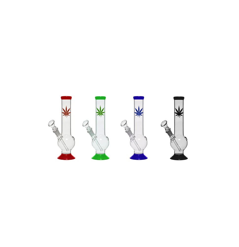 12 x 8" Small Leaf Design Glass Bong - GB48