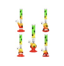 16" Rasta Leaf Percolator Glass Bong Mix Designs GB-79