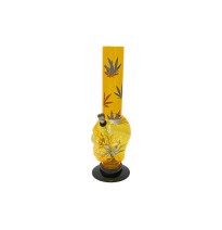 14" Leaf Print Skull Design Acrylic Bong - FAP-15 (GS2075)