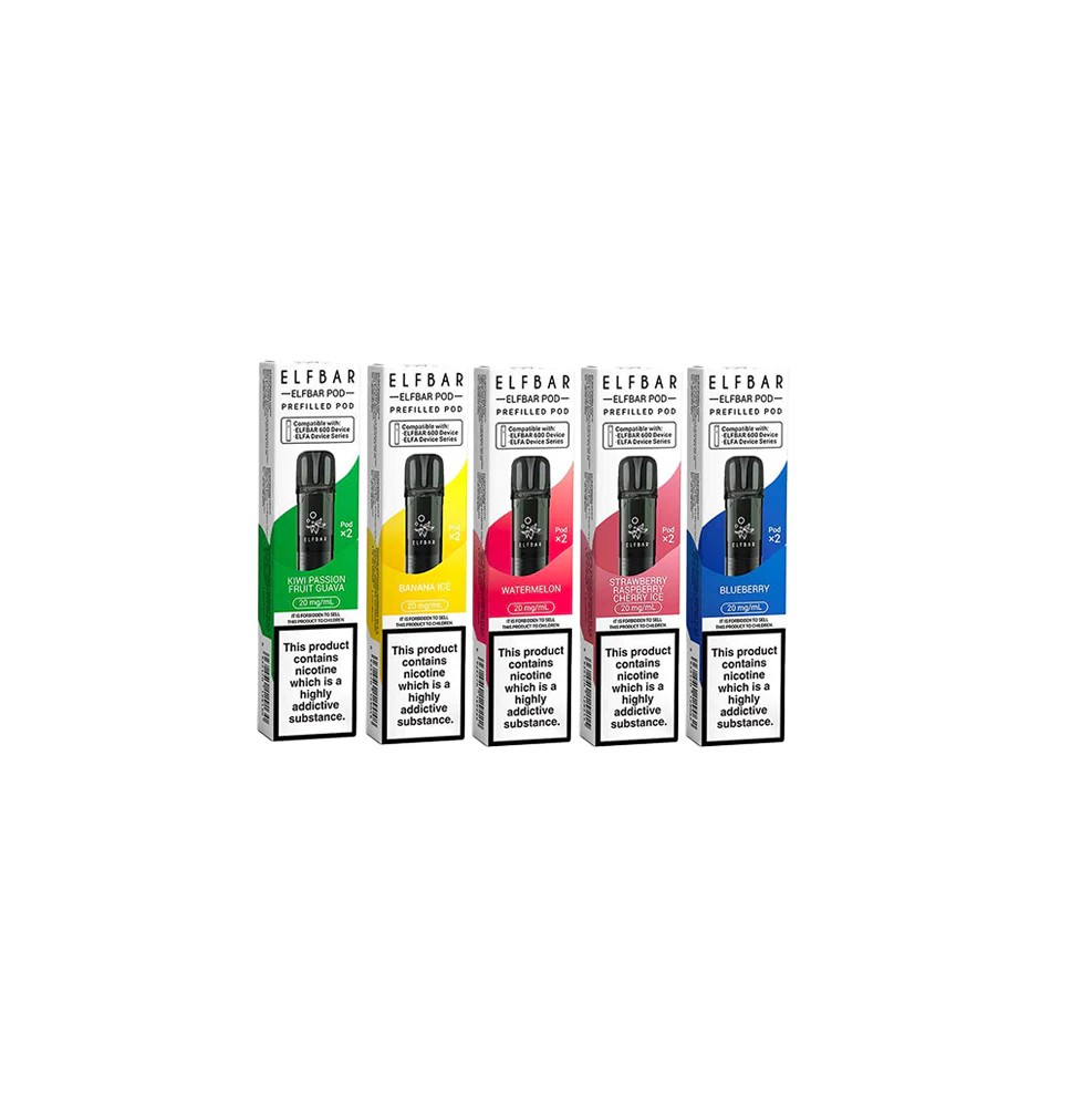 20mg Elf Bar 600 Prefilled Pods 2ml 1200 Puffs - 2 Pcs