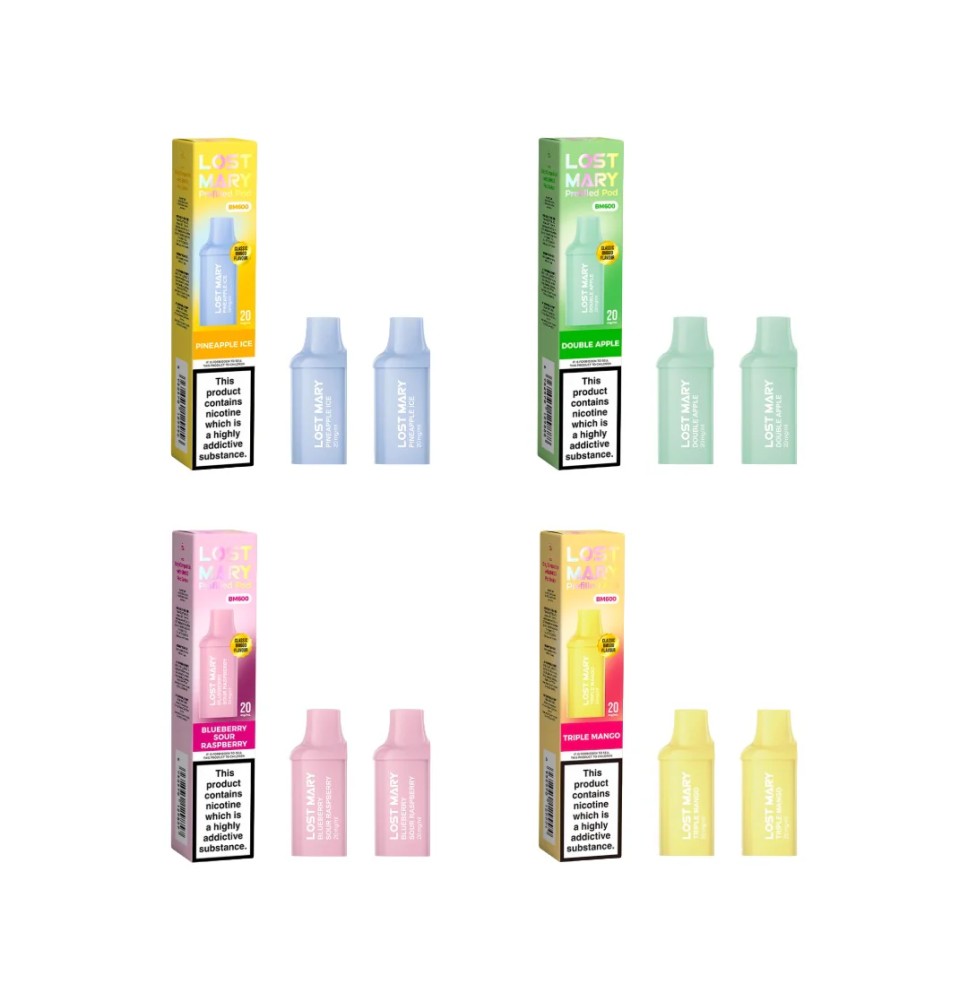 20mg Lost Mary BM600 Prefilled Replacement Pods 1200 Puffs - 2 Pcs