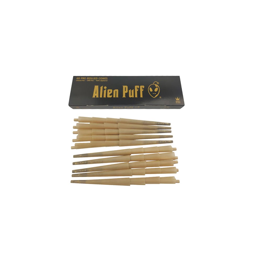40 Alien Puff Black Gold King Size Pre Rolled 109mm Cones ( HP162 )