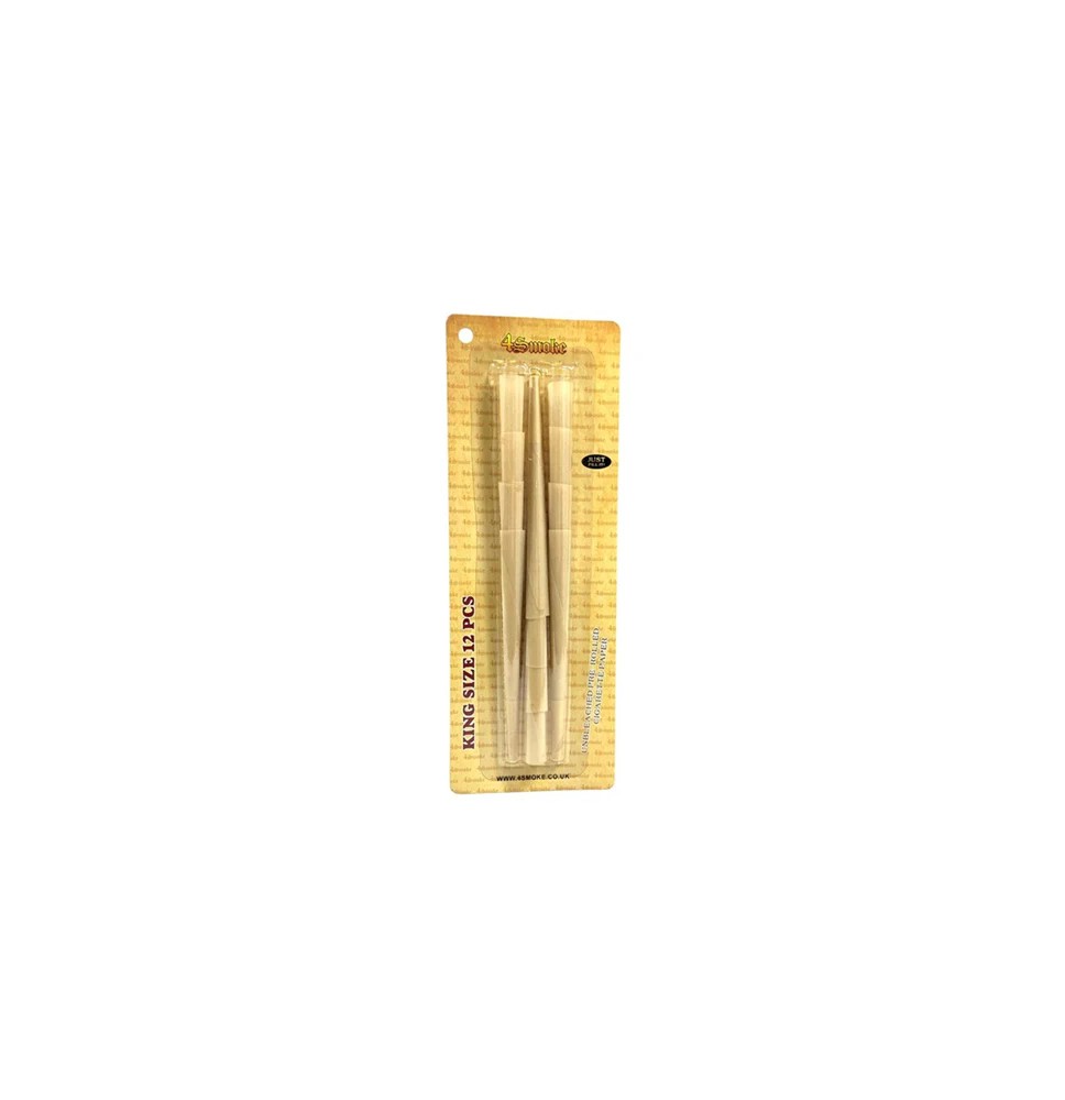 4Smoke King Size 12 piece Organic Brown Pre-rolled Rolling Paper