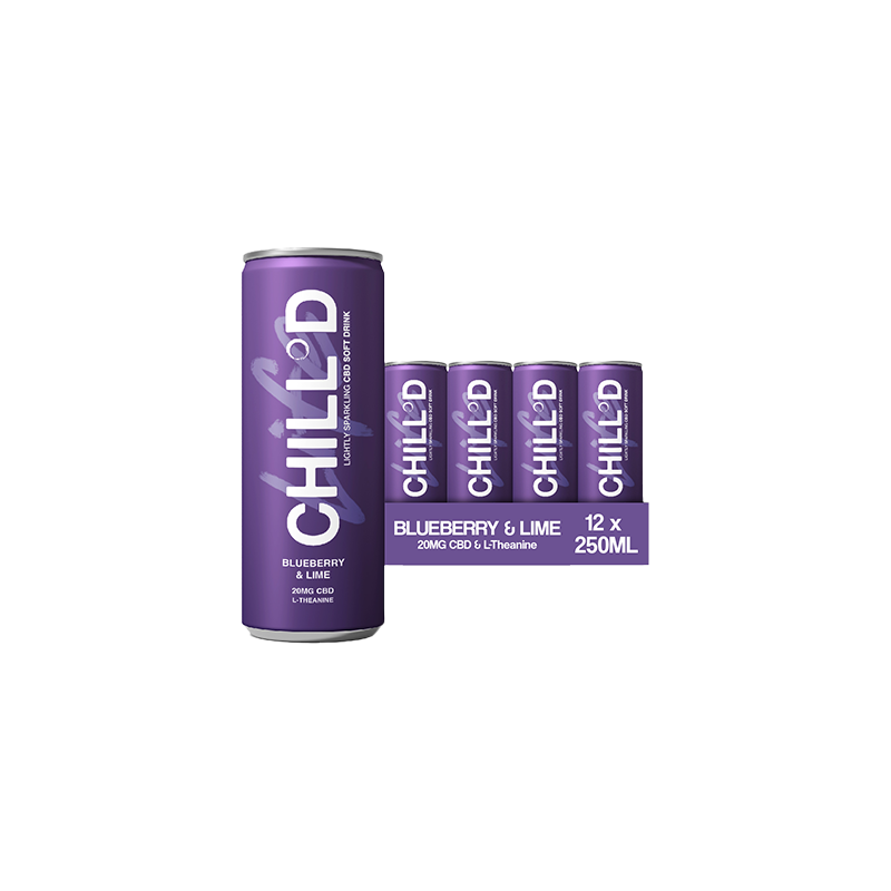 Buy 12 x CHILLD 20mg CBD Sparkling 250ml Blueberry & Lime | Express Highs UK