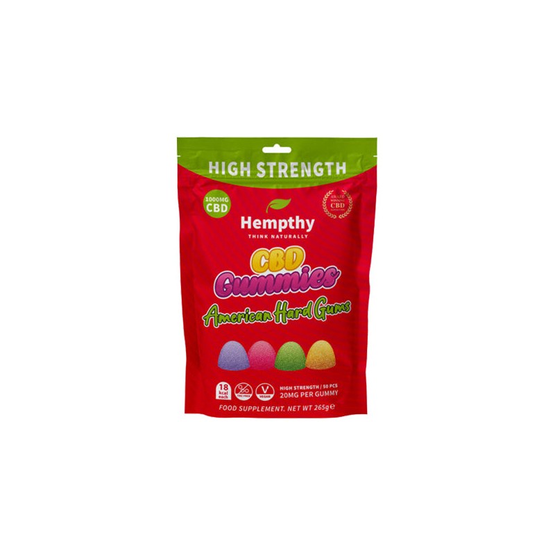 Buy Hempthy 1000mg CBD American Hard Gums Gummies - 50 Pieces | Express Highs UK