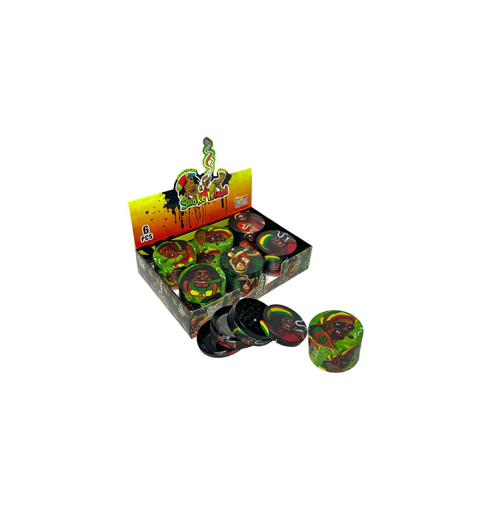 4 Parts Smoke Island Metal Tobacco Grinder (Various Designs) - PH6918