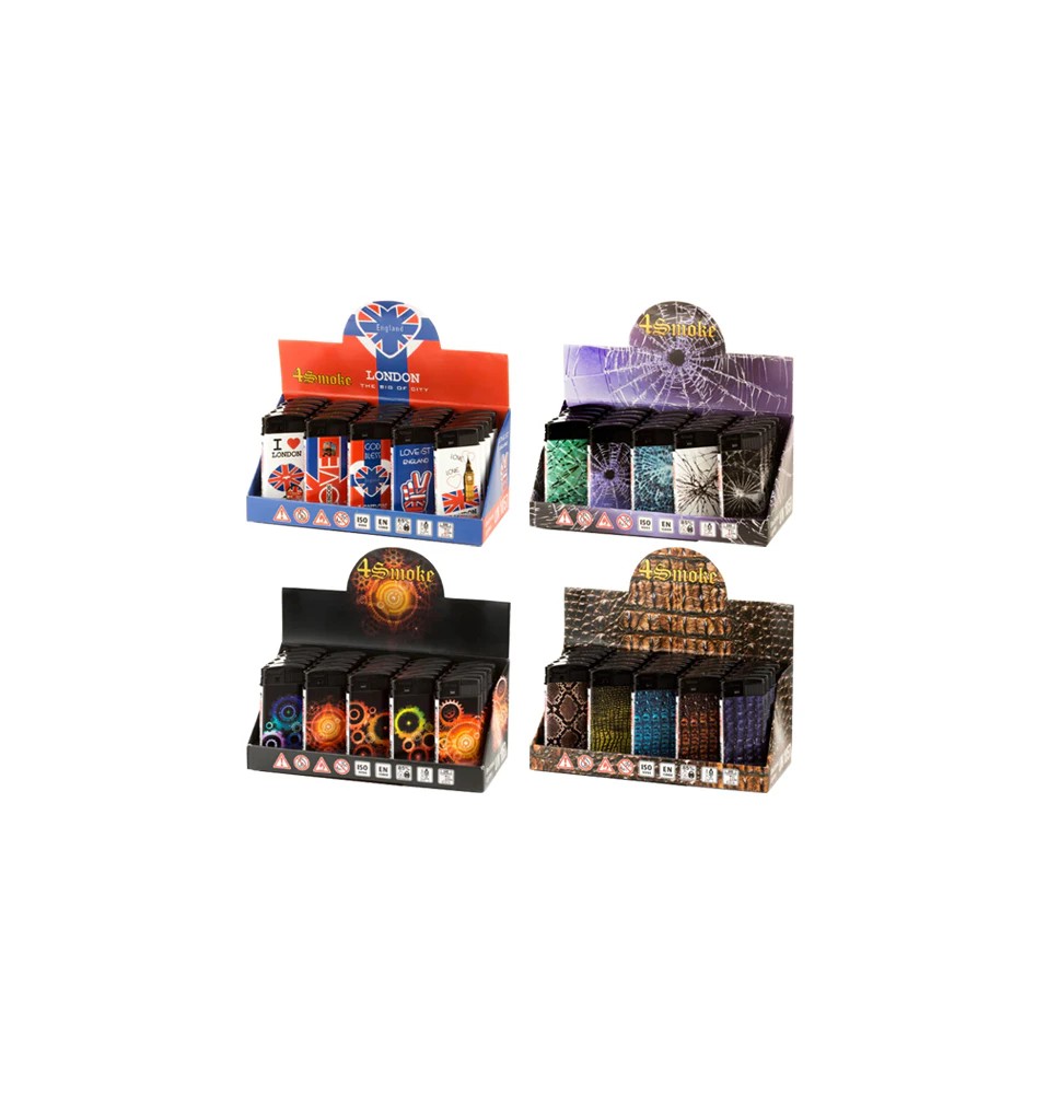 4Smoke Refillable Flat Printed Lighters 25 Pack - XHD8111