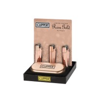 12 Clipper CMP11R Metal Flint Rose Gold Lighters - CM0S057UK