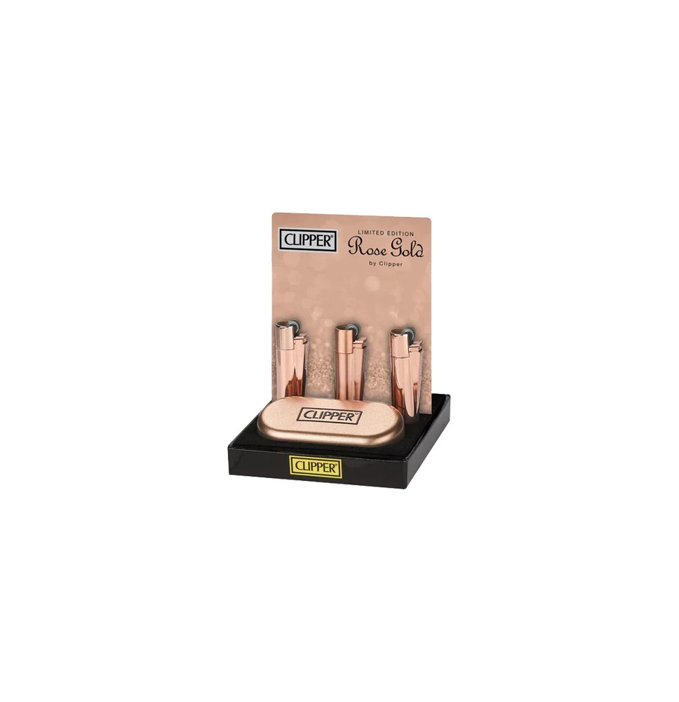 12 Clipper CMP11R Metal Flint Rose Gold Lighters - CM0S057UK