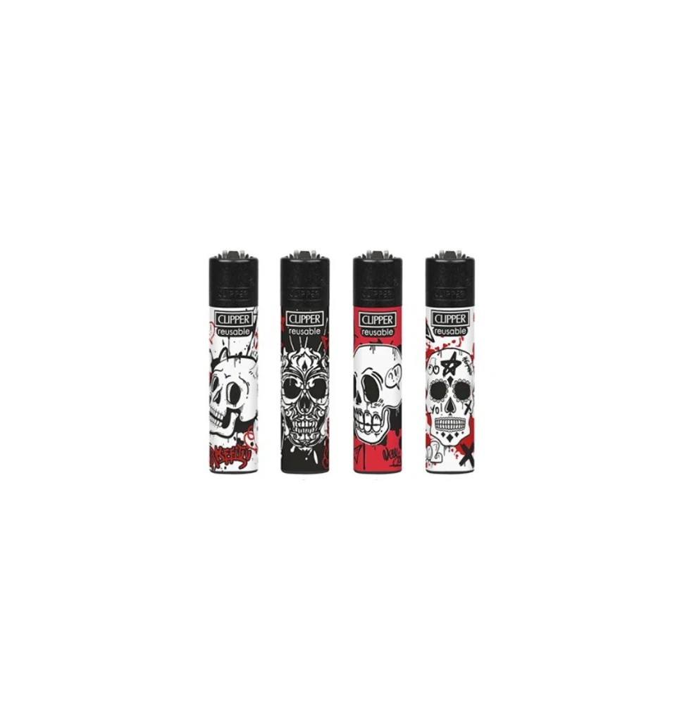40 Clipper CP11RH Classic Graffiti Skulls Flint Lighters - CL3C1626