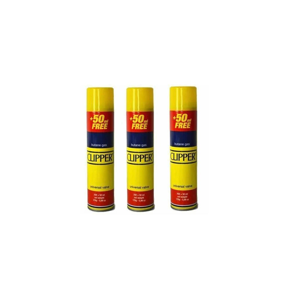 Clipper 300ml Butane Gas With Adapter Cap -Full pack