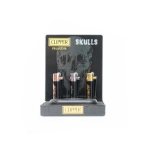 12 Clipper CMP11RH Metal Large Flint Skulls Lighters - CM3S125UK-