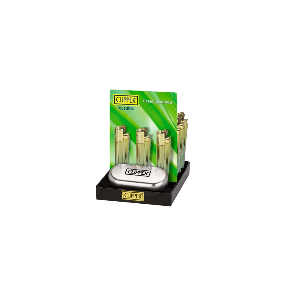 12 Clipper CMP11R Metal Flint Green Gradient Lighters - CM0S127UK