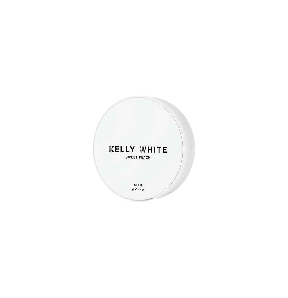 Short Dated :: 8mg Kelly White Slim Medium Sweet Peach Nicotine Pouches - 20 Pouches