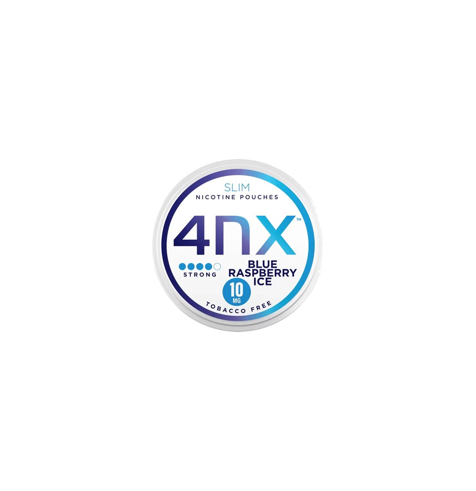 4NX 10mg Blue Raspberry Ice Slim Nicotine Pouches - 20 Pouches